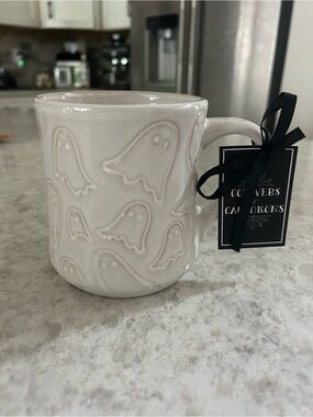 “New” Cobwebs & Cauldrons Embossed Ghost Ceramic Mug